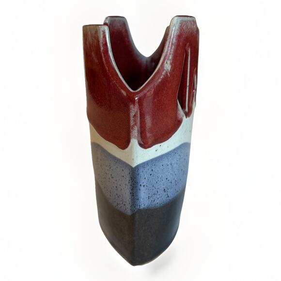 Abstract Studio Pottery Artisan Stoneware Modernist Vessel Vase Stamped - Picture 3 of 10